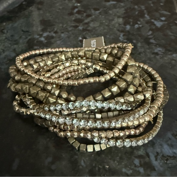 Chico's NWT Metallic Chunky Beaded Stretch 11 Bracelet Collection Bronze Gold - Picture 12 of 12